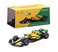 F1 McLAREN MCL38 2024 MONACO GP Livrea Senna 30th aniversario - Fórmula 1 - LANDO NORRIS 4 con casco - Escala 1:43 12 cm - BBurago 18-38215-N