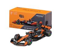 Bburago - McLaren MCL38#81 Oscar Piastri, Escala 1:43, Modelo a Escala con Casco y Vitrina, decoración Oficial 2024, Detalles realistas, Licencia Oficial McLaren, Edad 14+