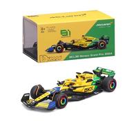 Bburago Coche 1:43 McLaren MCL38 (2024) librea Senna con casco, piloto y vitrina