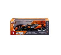 Bburago McLaren MCL38 Miami Grand Prix 2024 F1 Racing Car, 1:24 Escala, Lando Norris, Tyre Changing Playset for Ages 3+