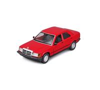 Bburago Mercedes 190E (1987): Modelo de Coche a Escala 1:24, Puertas móviles, Rojo (18-21103R)