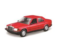 Bburago Mercedes 190E (1987): Modelo de Coche a Escala 1:24, Puertas móviles, Rojo (18-21103R)