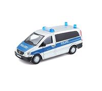 Bburago Mercedes Vito Policía: vehículo de Emergencia a Escala 1:50, a Partir de 3 años, Aprox. 11 cm, Color Azul Plateado (18-32007P)