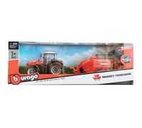 Bburago Tractor Massey FERGUSSON 8740S de 10 cm con Elevador Inferior, Varios diseños y Colores (May Cheong B18-31667)