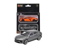 Bburago - Pack Doble Lamborghini a Escala 1:43, Revuelto Naranja y Urus Gris, maquetas de Metal Fundido con Licencia Oficial de Lamborghini, réplica Detallada, Edad Recomendada a Partir de 3 años