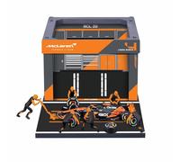 Bburago - Pit Stop McLaren MCL38 (2024) #4 Norris, Set de Juego con Diorama, Vehículo a Escala 1:43 y 6 Mecánicos, Réplica Detallada con Licencia Oficial McLaren, Edad Recomendada 3+ Años