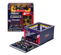 Bburago - Pit Stop Red Bull RB20 (2024) #1 Verstappen, Juego con Diorama, Vehículo a Escala 1:43 y 6 Mecánicos, Réplica Detallada con Licencia Oficial Red Bull, Edad Recomendada 3+ Años
