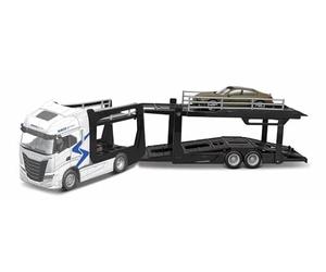 Bburago - Remolcador IVECO S-Way con Remolque y Audi E-Tron GT 1:43, vehículo diecast Azul Metalizado, Modelo estático detallado con Licencia Oficial IVECO y Audi, Edad Recomendada 3+ años