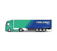 Bburago Street Fire HAULERS with Trailer Die-Cast Truck - M-B ACTROS GIGASPACE FALKEN - Escala 1:43 - Juguete Coleccionable