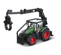 Bburago Tractor FENDT 1050 Vario Fundido a presión con Cargador Frontal de Trabajo y Cargador de Troncos, réplica Detallada de Juguete Coleccionable
