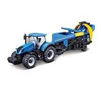 Bburago Tractor New Holland T7.315 B18-31678 con vehículo cultivador de Trabajo, Azul, pequeño