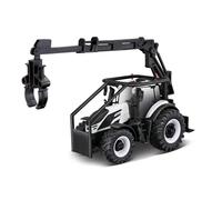 Bburago Tractor Valtra M2Q Fundido a presión con Cargador Frontal de Trabajo y 3 Troncos, réplica de Juguete Coleccionable Detaield