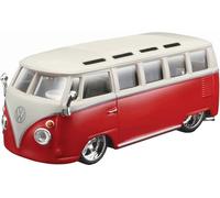 Bburago Volkswagen T1 Bus Samba, Rojo y Blanco - Modelo 1:32 Original Coche de coleccionista Coche de Juguete con Volante móvil, Puertas y Campana, a Partir de 5 años (18-43048)