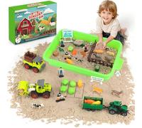 BBWELL Arena Magica Para Niños,Arena Juguetes Mágica,3 Vehículos Agrícolas | 10 Moldes Vegetales | Arenas Sand Cinetica con 1 KG de Sand,Regalo Navidad Cumpleaños para Niños de 3 a 8 Años