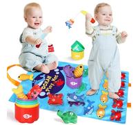 BBWELL Juguetes Niños 1 Año,Juego de Pesca,2 cañas de Pescar y 15 Peces,Almacén Bolsa,Vasos apilables,Contar números,clasificar Colores,Juguetes Montessori para niños de,Regalo Bebes 6-12 Meses