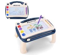 BBWELL pizarra magnetica infantil,Magnético Pintura con Soporte Plegable y Asa de Transporte,Pizarra para Niños a partir de 3 Años,Incluye Sellos,para Cumpleaños o Día del Niño,Azul