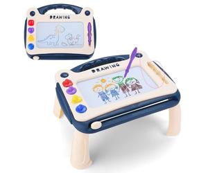 BBWELL pizarra magnetica infantil,Magnético Pintura con Soporte Plegable y Asa de Transporte,Pizarra para Niños a partir de 3 Años,Incluye Sellos,para Cumpleaños o Día del Niño,Azul