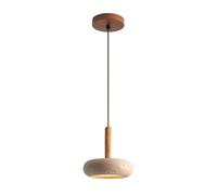 BBWO Lámpara Colgante Moderna De Travertino Amarillo Lámpara Colgante De Madera Con LED Lámpara Colgante De Tre Luce Estilo Wabi-sabi Japoné Ideal Para Comedore Isla De Cocina Salone Dormitorio(A)