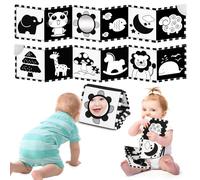 BBWOO contraste libro bebé, blanco y negro juguete bebé, tarjetas de contraste bebé juguete 0 6 meses con anillo de dentición, regalos recién nacidos nacimiento niño niña (negro y mientras libro)