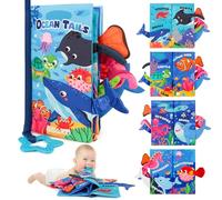 BBWOO Libro Bebé con Animales 3D + Juguetes Bebé Montessori, Tummy Time - Sin BPA, Lavable a Máquina, para 0-6 Meses Niños/Niñas (Estilo 4)