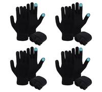 BBXWANG 4 pares de guantes de invierno para pantalla táctil para hombres y mujeres, guantes mágicos térmicos elásticos suaves con forro polar, Negro, L