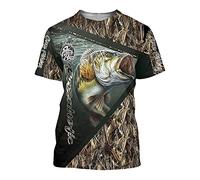 BBYOUTH Camisas de Pesca de Bajo 3D para Hombres Clásico Verano Peces Reaper Carpa Cazador Animal Arte Impresión Camuflaje Manga Corta T-Shirt,Bass Aholic,M