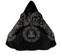 BBYOUTH Capa con Capucha Vikinga para Hombre Largo Medio Faux Sherpa Invierno Cálida Edad Media Impresión 3D Abrigo Tipo Parka,Hammer of Thor,4XL