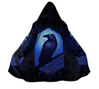 BBYOUTH Capa de Longitud Media Hombre Forro Imitaciónde Cachemira Capucha con Bolsillo, Estilo Medieval Motero Otoño Invierno,Odin Raven,3XL