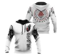 BBYOUTH Sudadera Capucha Vikingo para Hombre, SuéTer Cosplay Tatuaje Mito NóRdico Impreso En 3D MercancíA de Vikingos,Sons of Odin,XL
