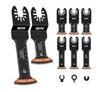 BBYPP 6pcs Curved Japanese Tooth Oscillating Saw Blades set, Standard & Extra-Long Reach Set, Arc Edge Oscillating Multitool Blades Clean Cut for Wood, Plastic