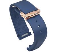 BBZ 20mm 22mm Correa de Reloj de Goma con Extremo Curvo Compatible con Omega Seamaster 150/300/600 Speedmaster Planet Ocean Sports Silicone Strap Bracelet