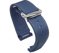 BBZ 20mm 22mm Correa de Reloj de Goma con Extremo Curvo Compatible con Omega Seamaster 150/300/600 Speedmaster Planet Ocean Sports Silicone Strap Bracelet