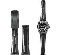 BBZ 20MM Genuine Piel Watch Correa Compatible con Rolex Yatch Master Submariner Daytona Black Green Alligator Pattern Watch Strap