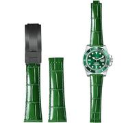 BBZ 20MM Genuine Piel Watch Correa Compatible con Rolex Yatch Master Submariner Daytona Black Green Alligator Pattern Watch Strap