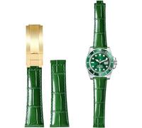BBZ 20MM Genuine Piel Watch Correa Compatible con Rolex Yatch Master Submariner Daytona Black Green Alligator Pattern Watch Strap