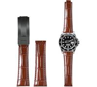 BBZ 20MM Genuine Piel Watch Correa Compatible con Rolex Yatch Master Submariner Daytona Black Green Alligator Pattern Watch Strap