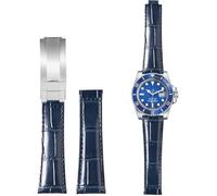 BBZ 20MM Genuine Piel Watch Correa Compatible con Rolex Yatch Master Submariner Daytona Black Green Alligator Pattern Watch Strap