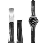 BBZ 20MM Genuine Piel Watch Correa Compatible con Rolex Yatch Master Submariner Daytona Black Green Alligator Pattern Watch Strap
