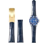 BBZ 20MM Genuine Piel Watch Correa Compatible con Rolex Yatch Master Submariner Daytona Black Green Alligator Pattern Watch Strap