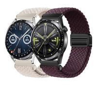 BBZ 22mm Quickfit Elastic Braided Nylon Correa Compatible con Huawei GT4/GT3/GT2 46 mm/Garmin Venu 2/3/Vivoactive 4, Galaxy Watch 3 45 mm/Gear S3 para hombre y mujer