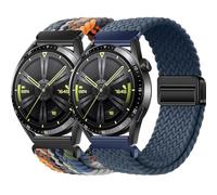 BBZ 22mm Quickfit Elastic Braided Nylon Correa Compatible con Huawei GT4/GT3/GT2 46 mm/Garmin Venu 2/3/Vivoactive 4, Galaxy Watch 3 45 mm/Gear S3 para hombre y mujer