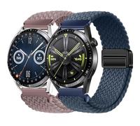 BBZ 22mm Quickfit Elastic Braided Nylon Correa Compatible con Huawei GT4/GT3/GT2 46 mm/Garmin Venu 2/3/Vivoactive 4, Galaxy Watch 3 45 mm/Gear S3 para hombre y mujer