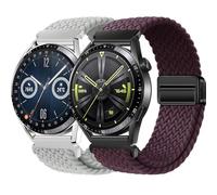 BBZ 22mm Quickfit Elastic Braided Nylon Correa Compatible con Huawei GT4/GT3/GT2 46 mm/Garmin Venu 2/3/Vivoactive 4, Galaxy Watch 3 45 mm/Gear S3 para hombre y mujer