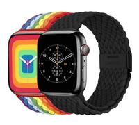 BBZ Correa para iWatch Ultra SE Series 9/8/7/6/5/4/3/2,2 Pack Nylon Sport Loop Replacement Band Compatible con Apple Watch Strap 40mm 44mm 38mm 42mm 41mm 45mm 49mm Women men
