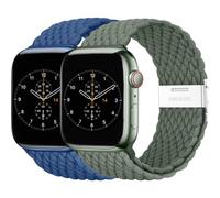 BBZ Correa para iWatch Ultra SE Series 9/8/7/6/5/4/3/2,2 Pack Nylon Sport Loop Replacement Band Compatible con Apple Watch Strap 40mm 44mm 38mm 42mm 41mm 45mm 49mm Women men