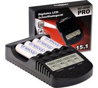 BC-4000 Cargador de batería Pro Kraftmax con pantalla LCD y un microprocesador / cargador rápido de alto rendimiento optimizado para la última generación (por ejemplo, baterías recargables Eneloop) negro