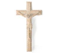 BC BUILDCLASSIC Crucifijo de pared, cruz religiosa decorativa, regalo devoto, pintado a mano en aspecto de madera, 12 pulgadas de alto