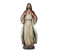BC BUILDCLASSIC Figura del Sagrado Corazón de Jesús, estatuas de Jesús, Regalos católicos de Resina de 16.7 Pulgadas de Alto, marrón