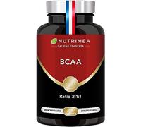 BCAA - 2:1:1 Ratio - Aminoácidos Esenciales con Vitamina B6 - Síntesis de Proteínas - Reducción de la Fatiga y Recuperación - 60 Cápsulas Nutrimea - Fabricado en Francia