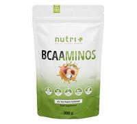 BCAA en Polvo Instantáneo Vegano - Alta Dosis de Aminoácidos BCAA - L-Leucina L-Isoleucina L-Valina 2:1:1 Amino Acid Mix - Nutri-Plus - Sabor Té Helado Melocotón - 300g